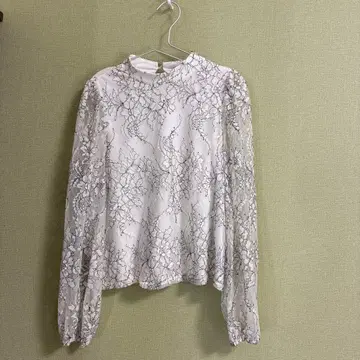 화이트 레이스 꽃무늬 긴팔 셔츠 블라우스 M
