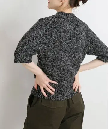 IENA MIX 디자인 하프 슬리브 풀오버 블랙