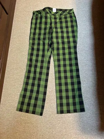 adidas 그린 블랙 체크 슬랙스