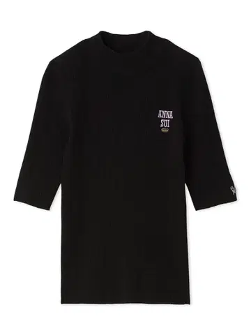 ANNA SUI 하이넥 리브 스웨터 블랙