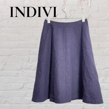 [ INDIVI ] 인디비 겨울 스커트 심플 무릎 기장 비즈니스 퍼플