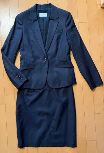 M-premierBLACK 스커트 수트 스트라이프 38 40