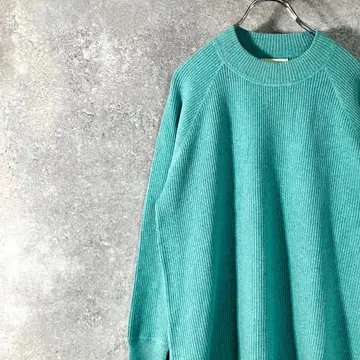 니트 스웨터 긴팔 그린 파스텔 컬러 무지 실크