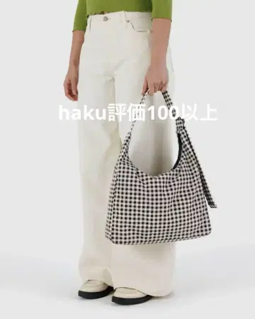 바구 깅엄 체크 토트백 (블랙 & 화이트)