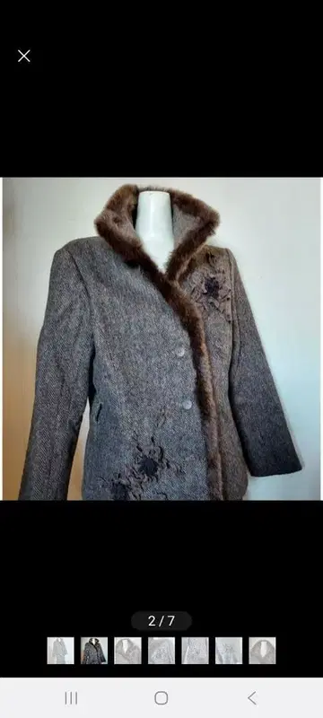 벨퍼치 브라운 계열 울 혼방 자켓과 스커트 셋업