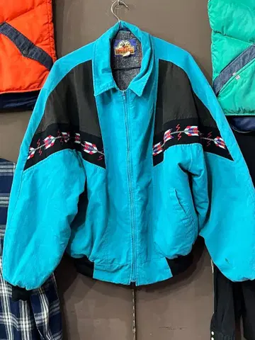 80s 익스프레스 라이더 네이티브 무늬 터콰이즈 블루 레어 컬러