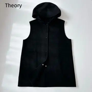 띠어리 더블 페이스 후디 베스트 지레 캐시미어 혼방 완판 블랙 M