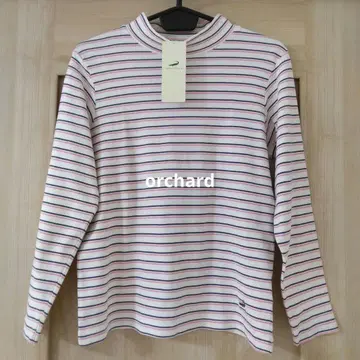 크로커다일 네이비&핑크 보더 하이넥 티셔츠