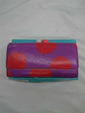 안나수이 도트 무늬 가마구치 장지갑 퍼플 계열 레드 계열