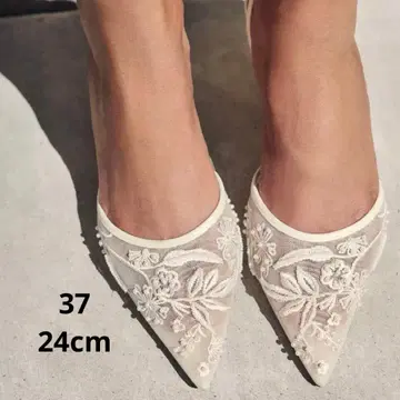 ZARA 자수 메쉬 슬링백 펌프스 37 24cm