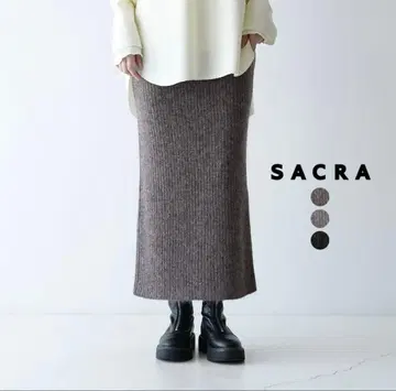 사쿠라 SACRA 모헤어 알파카 니트 이지 스커트 38