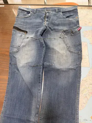 바틀 데님 카고 팬츠 다기능 포켓 부착