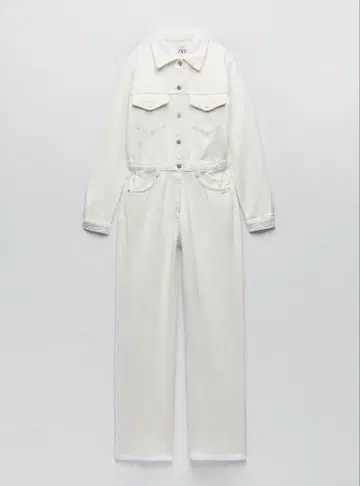 ZARA 화이트 데님 점프수트