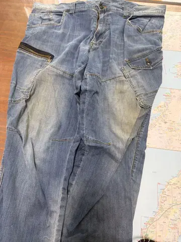 바틀 데님 블루 카고 팬츠 멀티 포켓