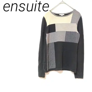 ensuite 패치워크 니트 M 캐주얼 신축성 M 사이즈