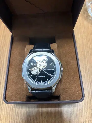 자동 와인딩 손목시계 블랙 가죽