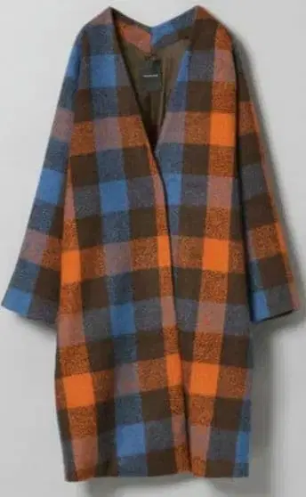 JEANASIS 체크 노카라 코트 체스터 코트