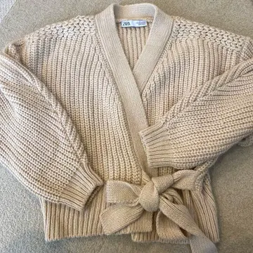 ZARA 베이지 니트 가디건 M