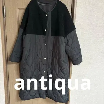 블랙 보아 & 퀼팅 롱 코트