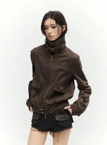 Vintage Brown Suede Short Jacket