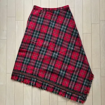 여성용 비대칭 스커트 체크 무늬 M 사이즈 새상품급
