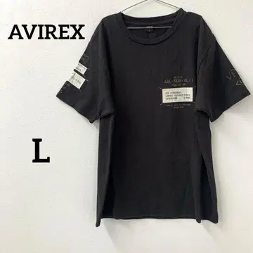 AVIREX 밀리터리 프린트 T셔츠 블랙 L 사이즈