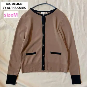 AC 디자인 바이 알파 큐빅 바이컬러 가디건 베이지 M