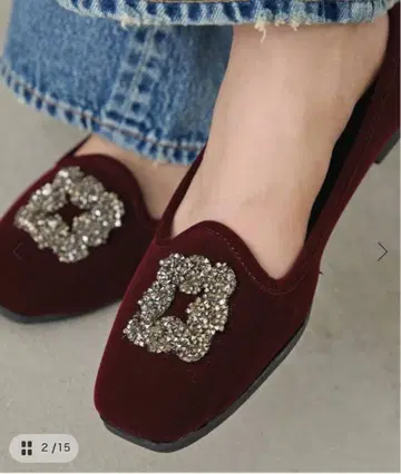 [ MALUS/마스 ] Velvet bijou shoes 36 사이즈