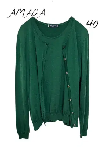 AMACA [새상품급] 가디건 앙상블 반팔 니트 세트 실크 혼방 40