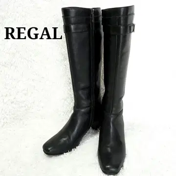 REGAL 롱 부츠 블랙 가죽 GORE-TEX 슬림 레그 사이드 지퍼