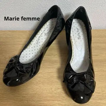새상품급 Marie femme 리본 포함 펌프스 힐 블랙 에나멜