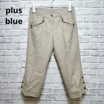 [플러스 블루] 크롭 팬츠 울 혼방 캐시미어 혼방 빅사이즈 XL