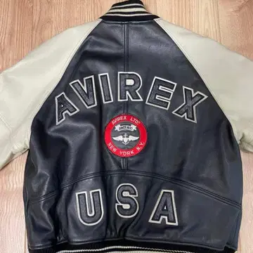 AVIREX 바시티 자켓 블랙/화이트 S 사이즈