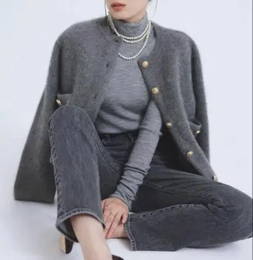 라쿤 블렌드 노카라 니트 자켓