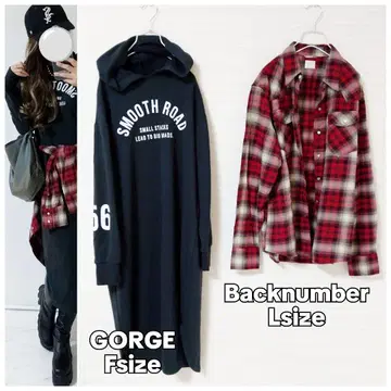 코디 세트 로고 후드티 체크 무늬 셔츠