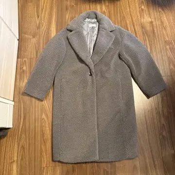 PLST 보아 롱 코트 그레이