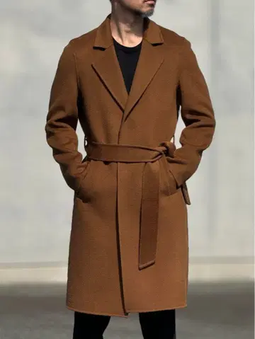 브라운 체스터 코트 벨트 포함