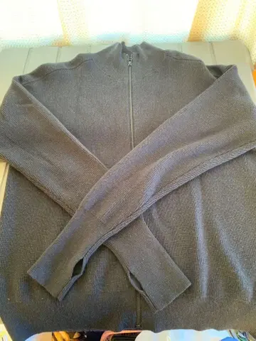 유니클로 U XL 블랙 드라이버즈 니트 메리노 블렌드 풀 집업 스웨터