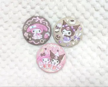 산리오 자수 캔뱃지 3종 마이멜로디 쿠로미 시크릿