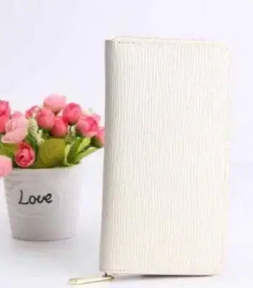 화이트 장지갑 라운드 지퍼