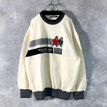 HARDY AMIES SPORT 니트 스웨터 긴팔 아이보리 로고 개