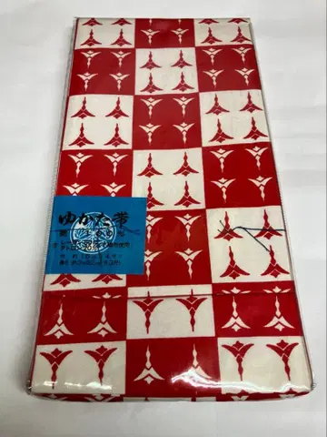 체크 패턴 홍백 면 100% 유카타 오비 반폭 오비