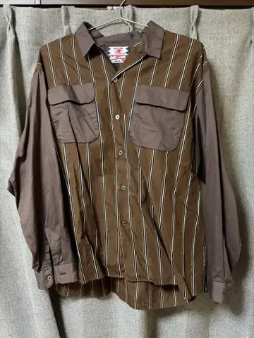 SON OF THE CHEESE 브라운 스트라이프 셔츠 M