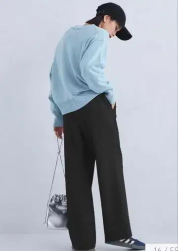 그린 라벨 릴랙싱 블랙 올마이 기모 와이드 팬츠 S 36