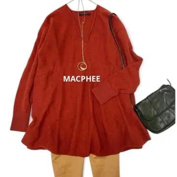 MACPHEE 울 캐시미어 V넥 어른 심플 루즈핏 튜닉 풀오버