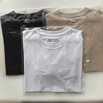 M 사이즈 티셔츠 3장 세트 (화이트, 블랙, 베이지)