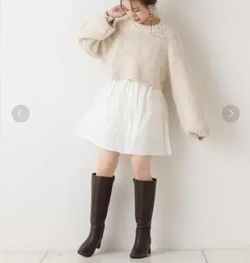 Chico 치코 리본 셔츠 원피스 튜닉 화이트 계열 레이어드 F