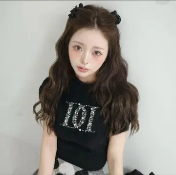 24시간 이내 발송 Darich 팬시 비즈 DD 로고 니트탑 BLK