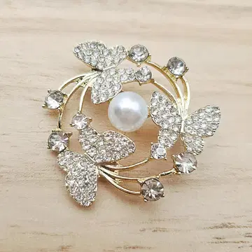 브로치 골드 스톤 코사지 나비 B 졸업식 입학식 결혼식