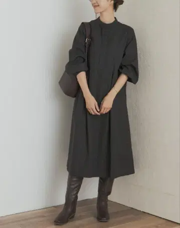 어반 리서치 도어스 체크 벌룬 슬리브 원피스